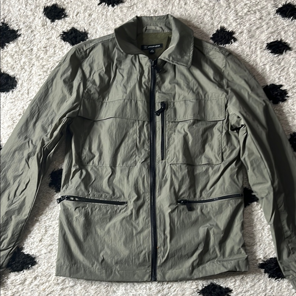 INC international women size XS lightweight olive green color zip up jacket